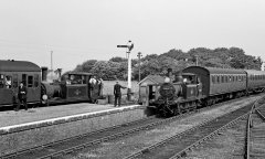 Two Terrier-hauled trains at Hayling Island Station on 8 June 1963. © M.J.Fox/Rail Archive Stephenson